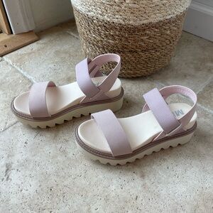Girls Dusty Pink Wedge Slingback Sandals Sz. 13